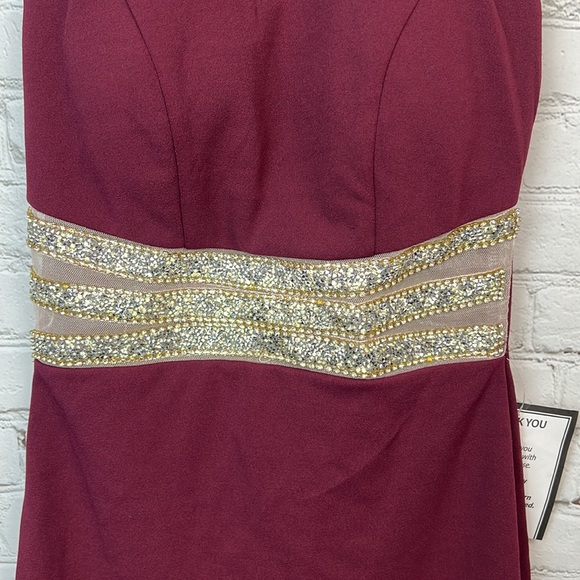 Speechless Burgundy Halter Rhinestone Bodycon Dress Juniors Size 1 - Picture 4 of 7
